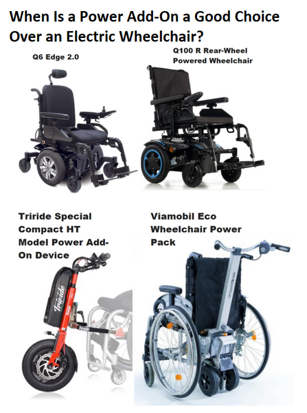 When is a Power add-on a good choice over an electric wheelchair?